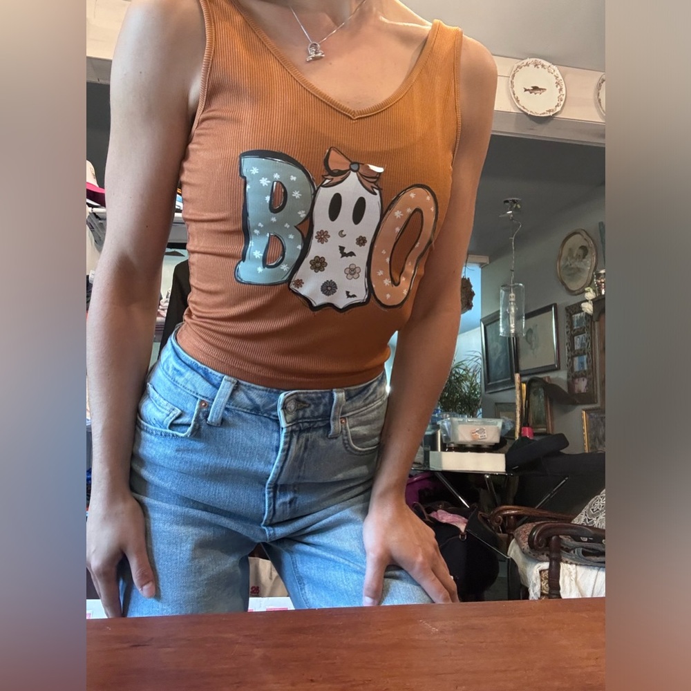 🎃“Boo” Halloween Crop Top Handmade